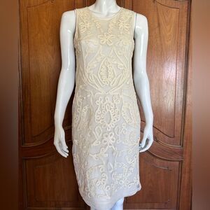 Zara Dress Ivory Embellished Tulle Dress Fully Lined Embroidered Size M